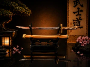 Mini Katana – bronzová se zdobenou rukojetí