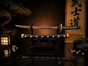 Mini Katana – černá se stříbrnými kříži