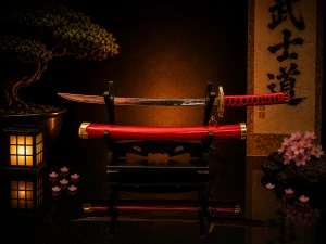 Mini Katana – Červená se zlatými detaily