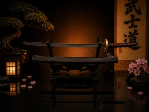 Mini Katana – Černá s červenými a zlatými detaily
